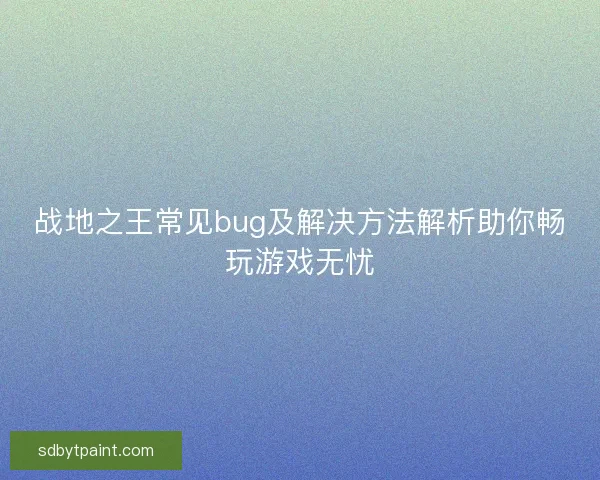 战地之王常见bug及解决方法解析助你畅玩游戏无忧