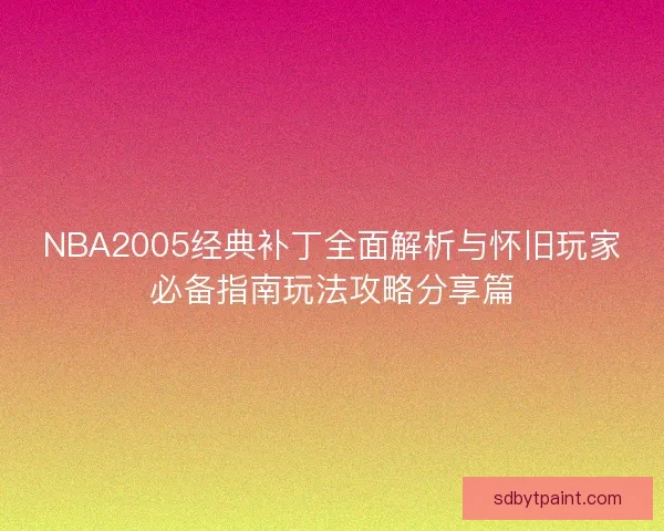 NBA2005经典补丁全面解析与怀旧玩家必备指南玩法攻略分享篇