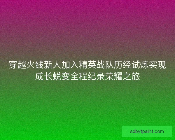 穿越火线新人加入精英战队历经试炼实现成长蜕变全程纪录荣耀之旅