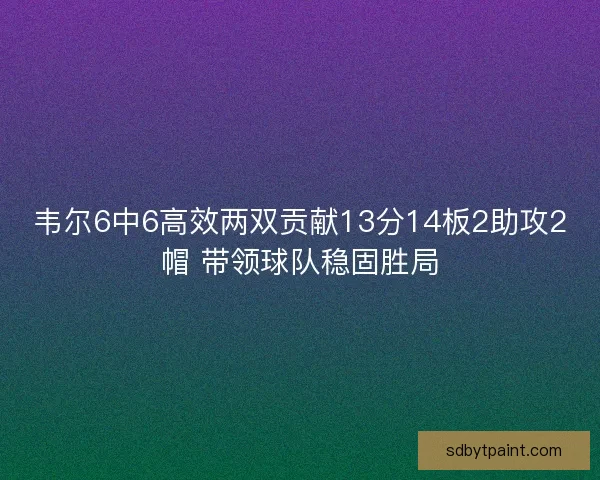 韦尔6中6高效两双贡献13分14板2助攻2帽 带领球队稳固胜局