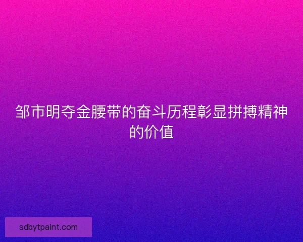 邹市明夺金腰带的奋斗历程彰显拼搏精神的价值