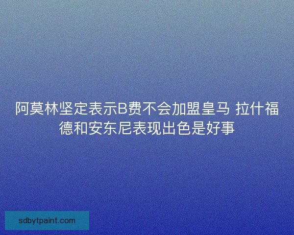 阿莫林坚定表示B费不会加盟皇马 拉什福德和安东尼表现出色是好事
