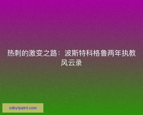 热刺的激变之路:波斯特科格鲁两年执教风云录 热刺的激变之路:波斯特科格鲁两年执教风云录