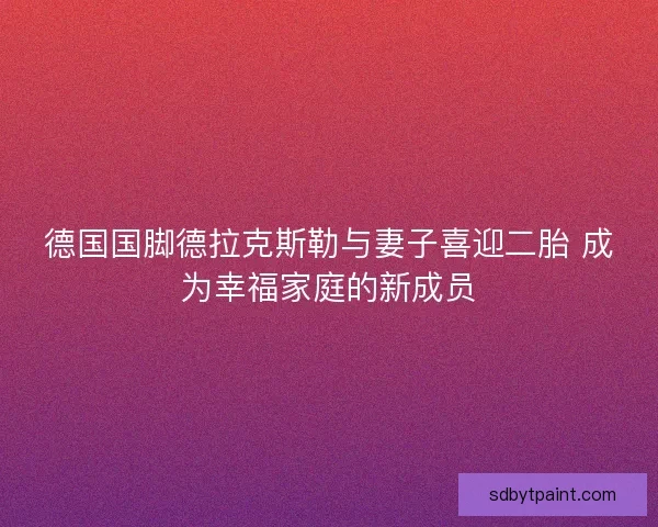 德国国脚德拉克斯勒与妻子喜迎二胎 成为幸福家庭的新成员